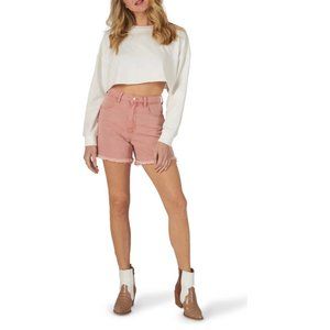 Wrangler Earth Wash High Waist A-Line Frayed Denim Shorts NEW WITH TAGS